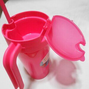 NEW Color Changing 24oz. drink Tumbler that also holds your snacks PINK handle